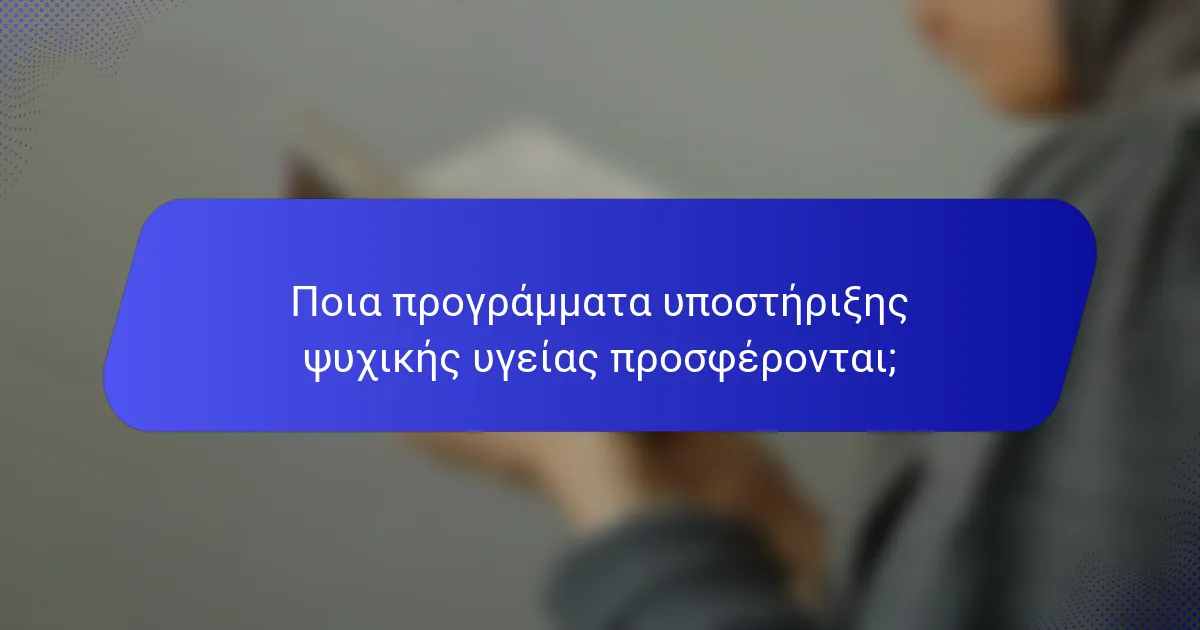 Ποια προγράμματα υποστήριξης ψυχικής υγείας προσφέρονται;