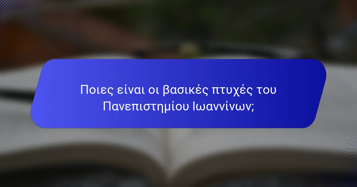 Ποιες είναι οι βασικές πτυχές του Πανεπιστημίου Ιωαννίνων;